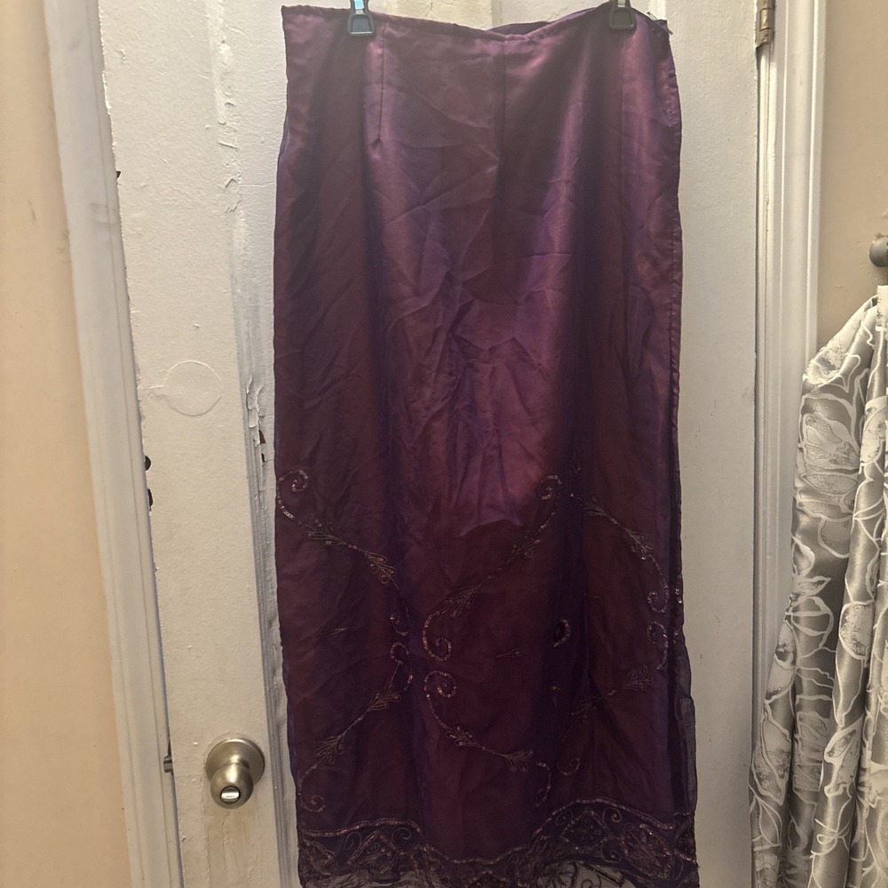 Indian Rayon Wraparound Purple Skirt With Embroidery And Sequins One Size